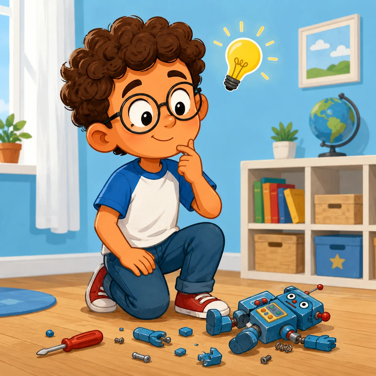 Un chico pensando cómo resolver un problema