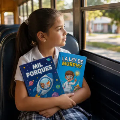 Isabella, de San José, Costa Rica, en el bus con Mil Porqués y La Ley de Murphy